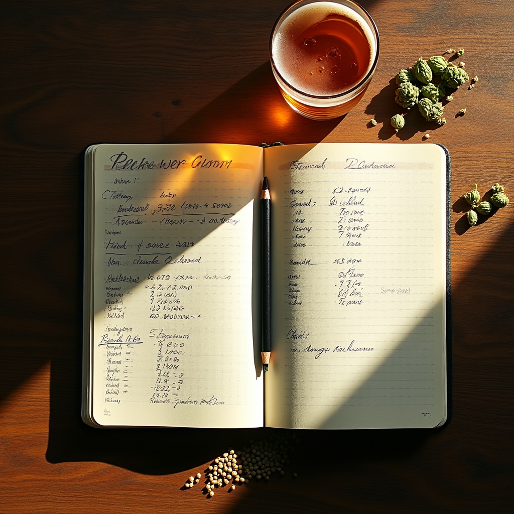 Cuaderno con notas de receta personalizada de cerveza artesanal